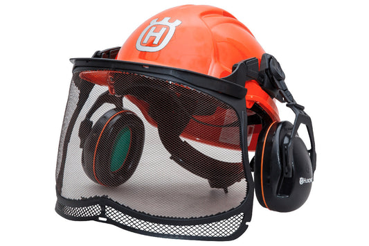 Forest Helmet with Rachet Harness - Earmuff - Mesh Visor