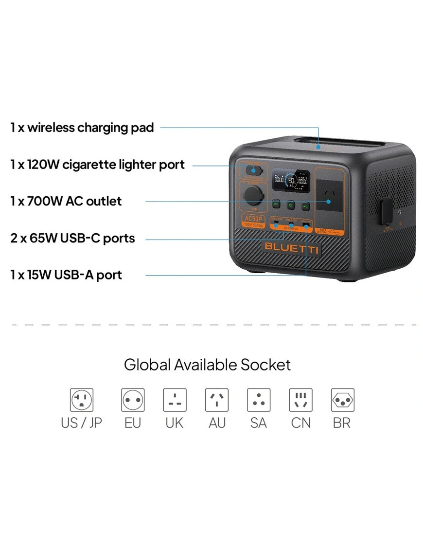 BLUETTI AC50P Portable Power Station | 700W 504Wh