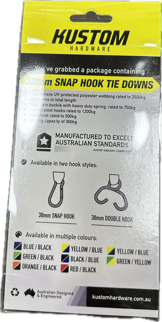 Gippsland Mowers Kustom Hardware 38mm Snap Hook Tie Downs