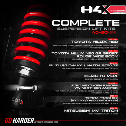 Hamer Next Gen Ranger Twin Tube Complete Kit Steel Bar or Steel Bar and Winch Front,+50-300kg Rear (Kit)