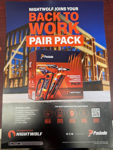 PASLODE Pair FrameMaster NightWolf™ & Angled TrimMaster™ Gas Combo Kit