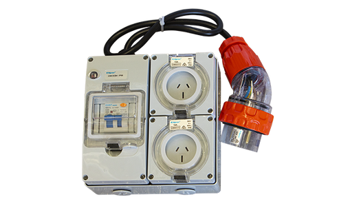 Industrial Power Socket Adapter (RCD) 32A to 2x 15A - Predator Power ...